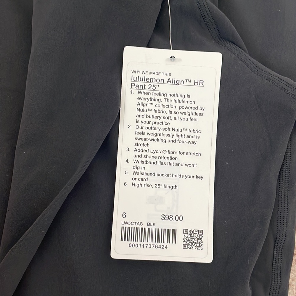 NWT Lululemon Align Pant 25" Black Size 6 - Picture 5 of 14